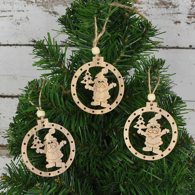 3pcs Vintage Christmas Wooden Ornaments – DIY Tree Pendants Christmas Tree Ornaments Babs K