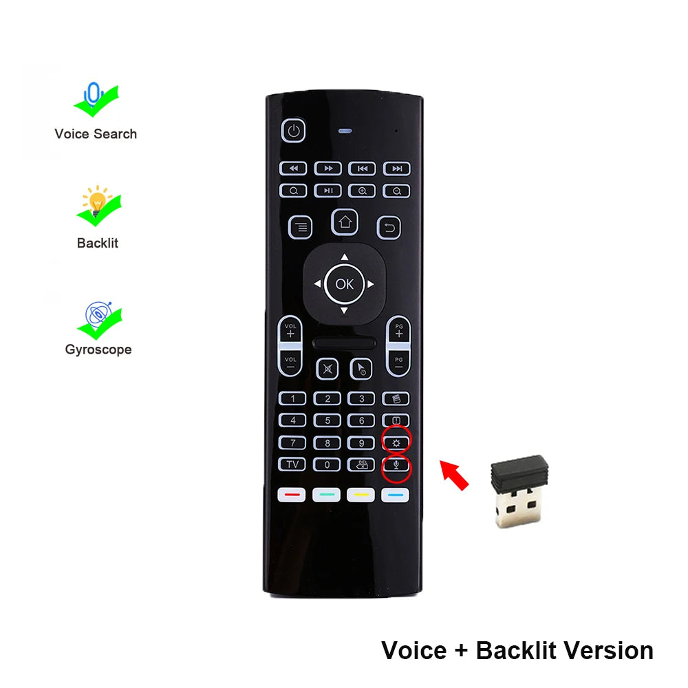 MX3 Air Mouse 2.4G Wireless Keyboard & Voice Remote for Android TV Wireless Air Mouse Remote Babs China Mainland Voice Backlit