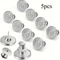Silvery Metal Detachable Waist Button for Jeans & Skirts Clothing Button Babs 5pcs