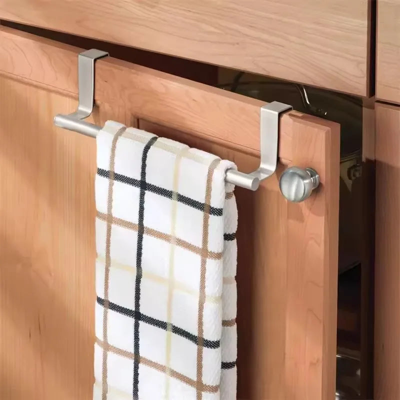 No-Drill Stainless Steel Towel Bar with Hook – 30cm Door Towel Bar Babs