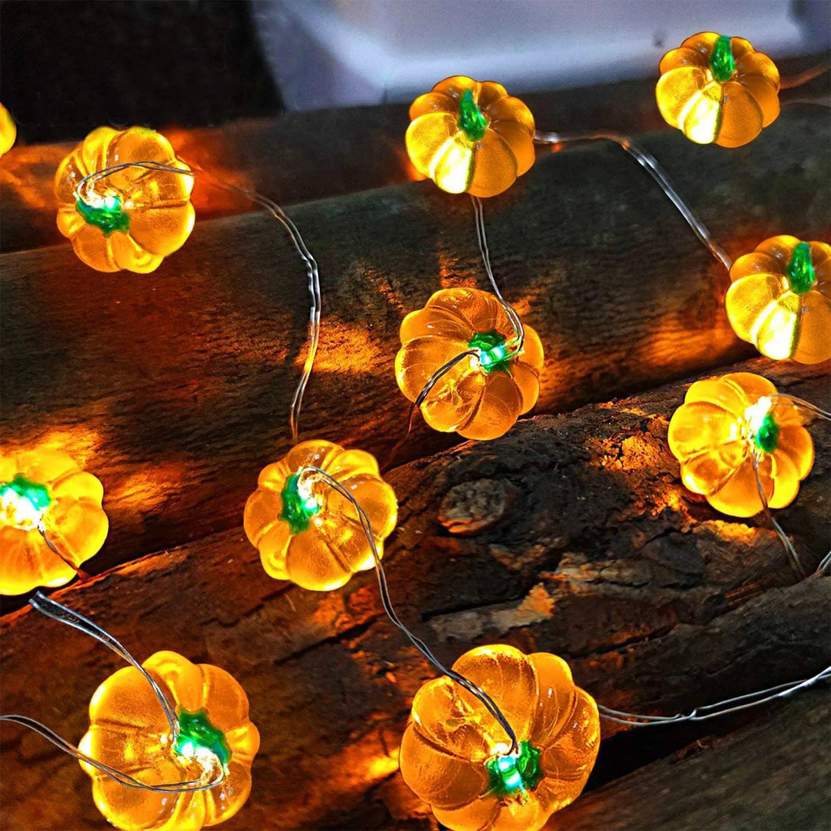 Halloween Pumpkin LED String Lights – 10/20/30 LED Battery LED String Lights Babs Yellow 2m