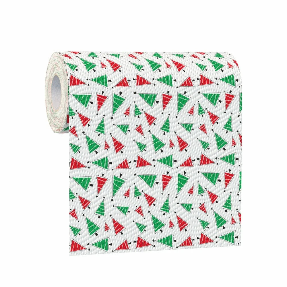 Christmas Print Paper Towel Rolls – 48 Sheets, Highly Absorbent Holiday Paper Towels Babs Christmas tree