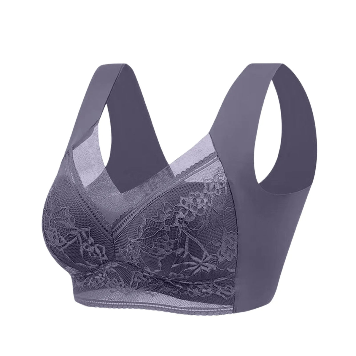 Women's Plus Size Seamless Lace Wire-Free Bralette | Sizes L–6XL Seamless Lace Bralette Babs Gray 38