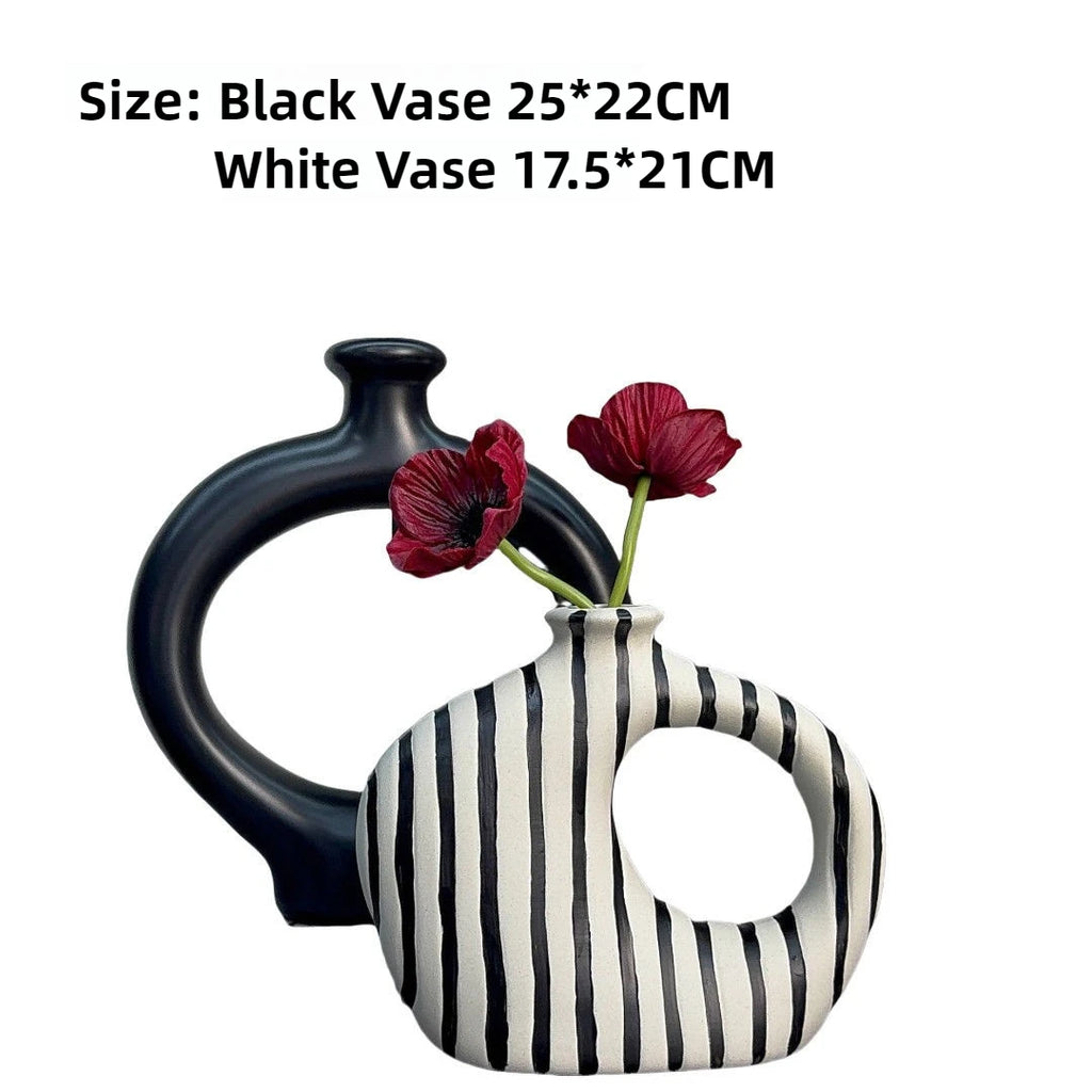 Modern Black & White Ceramic Vase Set – Home Décor Decorative Ceramic Vase Babs Black White Set