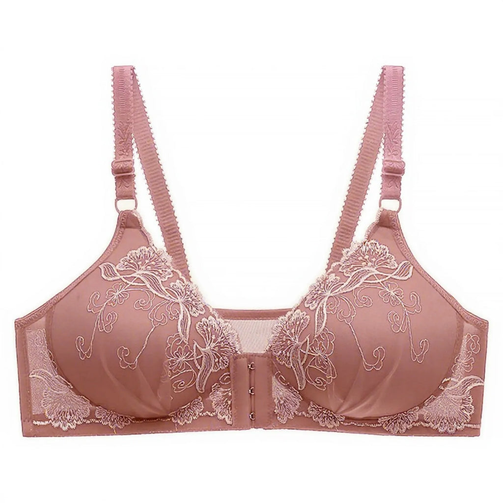 Women's Lace Wireless Push-Up Bra – Breathable Bralette Wireless Lace Bra Babs Watermelon Red 44