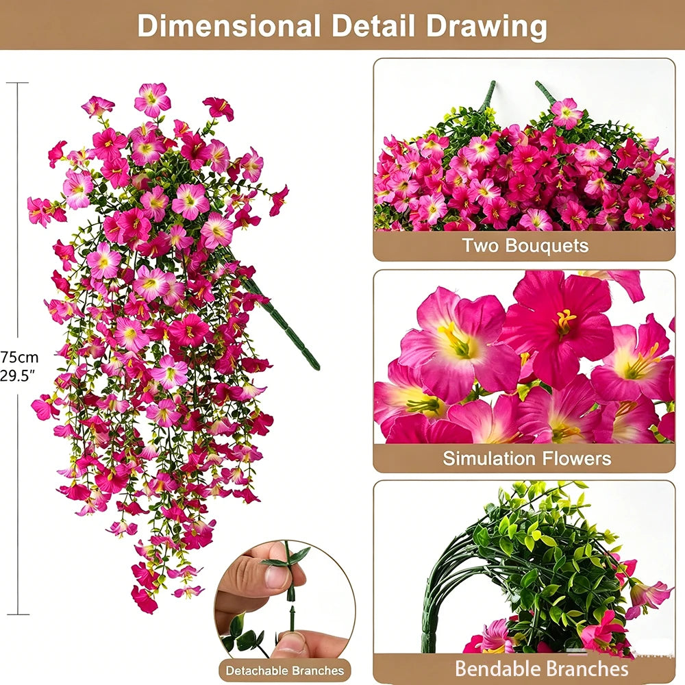 75cm Artificial Violet Silk Flower Anti-UV Wall Hanging Decor Artificial Silk Flower Babs Pink