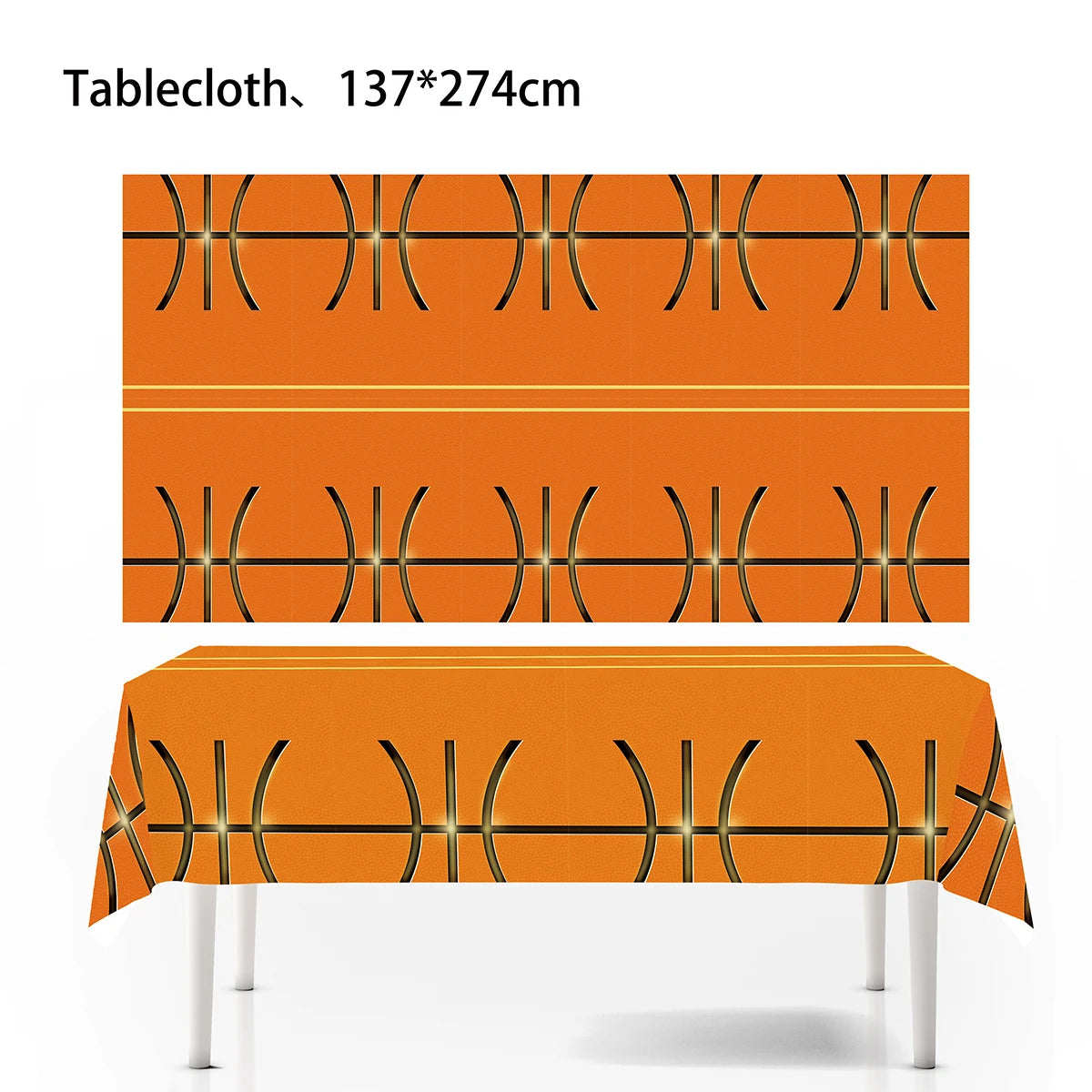 Basketball Party Supplies – Plates, Cups, Popcorn Boxes & Curtain Party Supply Set Babs tablecloth 2