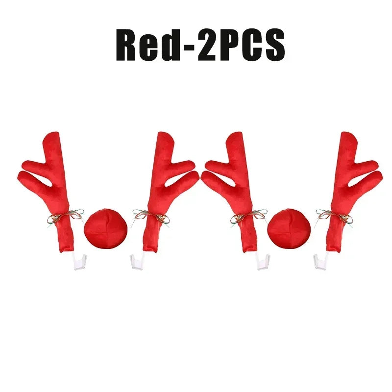 Christmas Reindeer Car Costume – Antlers & Nose Decoration Kit Car Holiday Decoration Babs Red-2PCS