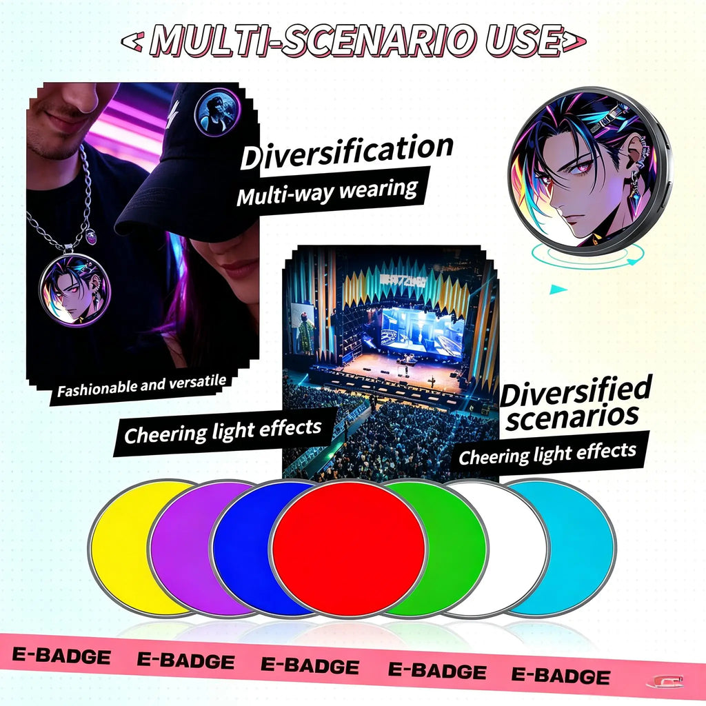 Electronic Dynamic Pin Badge – HD Round Screen GIF & Video Display Electronic Pin Badge Babs