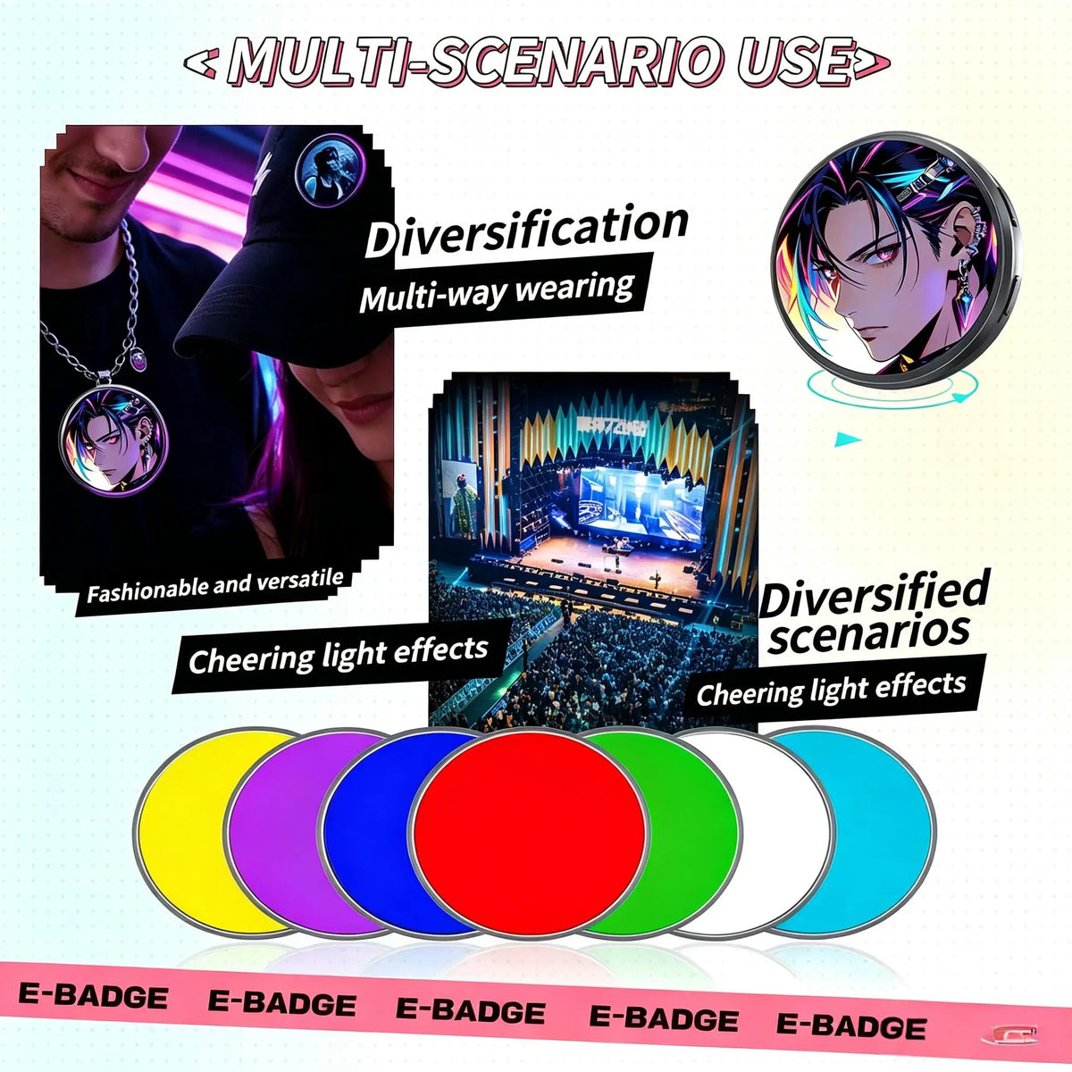 Electronic Dynamic Pin Badge – HD Round Screen GIF & Video Display Electronic Pin Badge Babs