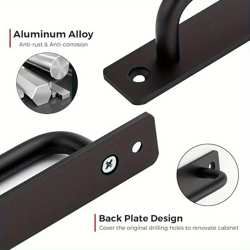 2pcs Black Aluminum Barn Door Handles – Sliding Door Pull Set Door Pull Handles Babs