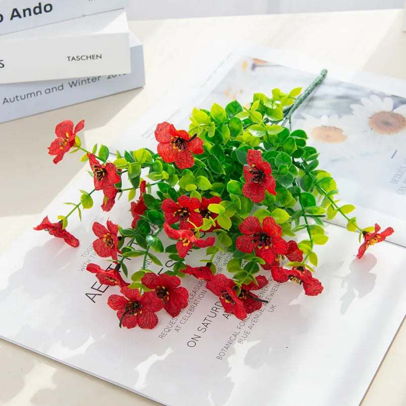 Artificial Cherry Blossom Silk Flowers – Wedding & Home Décor Artificial Flower Stem Babs Red
