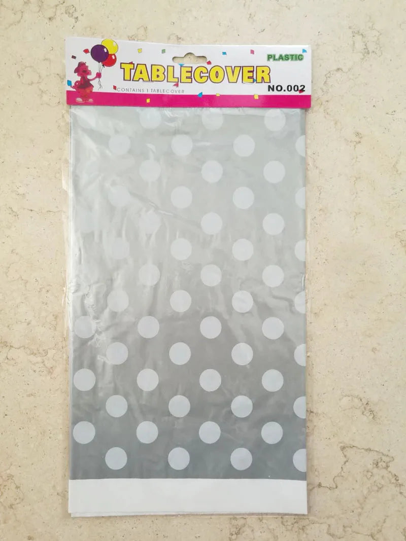 20pcs Festive Dot Disposable Tablecloths 180x108cm Party Covers Disposable Tablecloth Babs silver