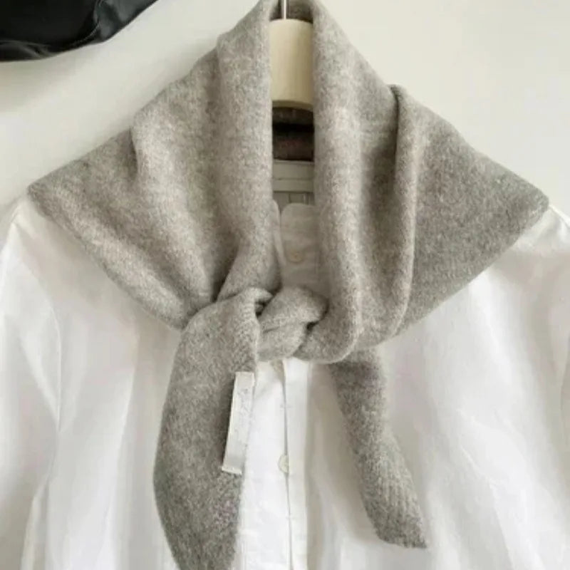 Women's Wool Knit Triangular Scarf – Headscarf & Wrap Knitted Triangular Scarf Babs Moca