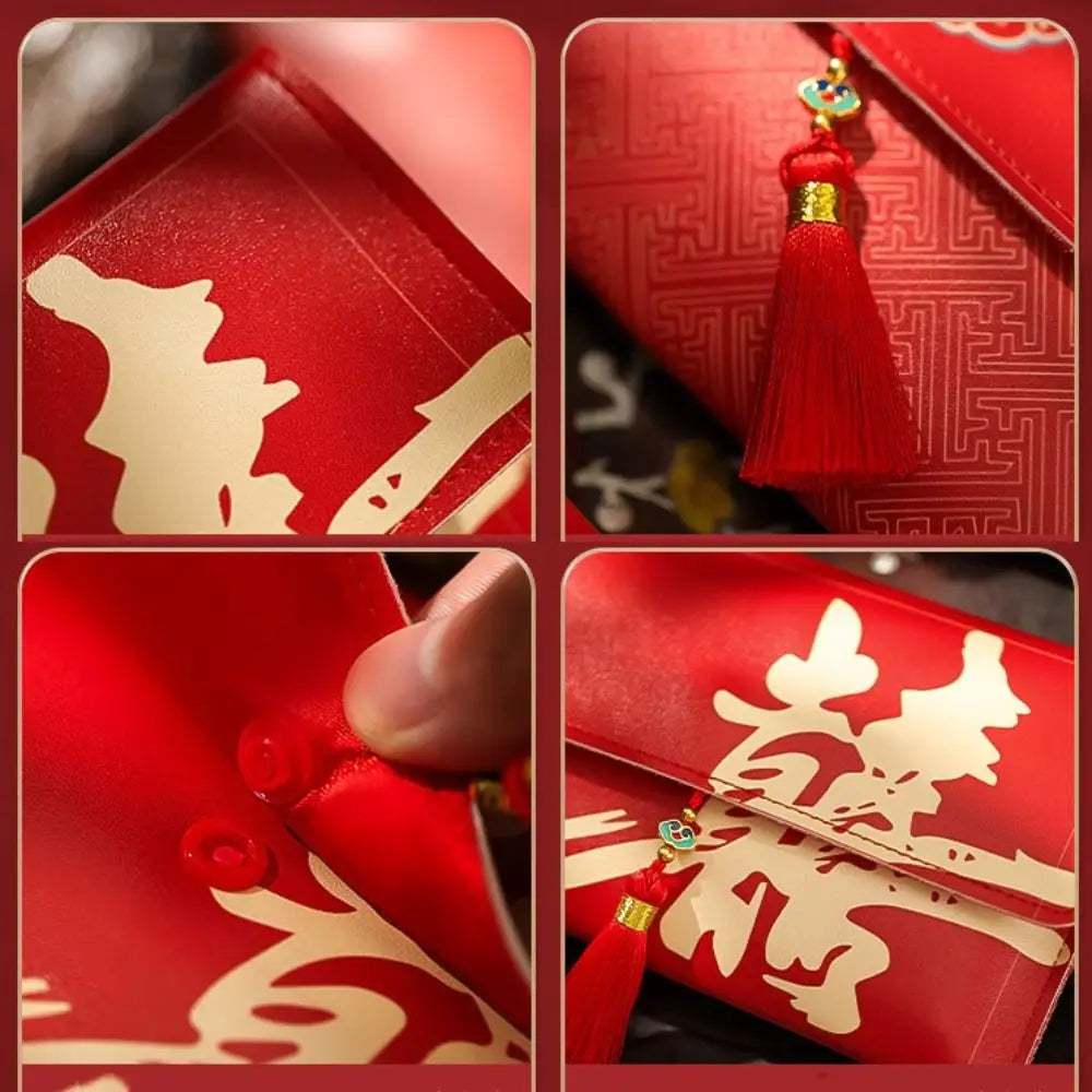 Chinese New Year Lucky Red Envelope with Tassel & Blessing Festive Gift Envelope Babs