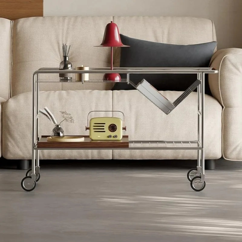 Modern Stainless Steel Mobile Coffee Table – Minimalist Side Table Coffee Side Table Babs
