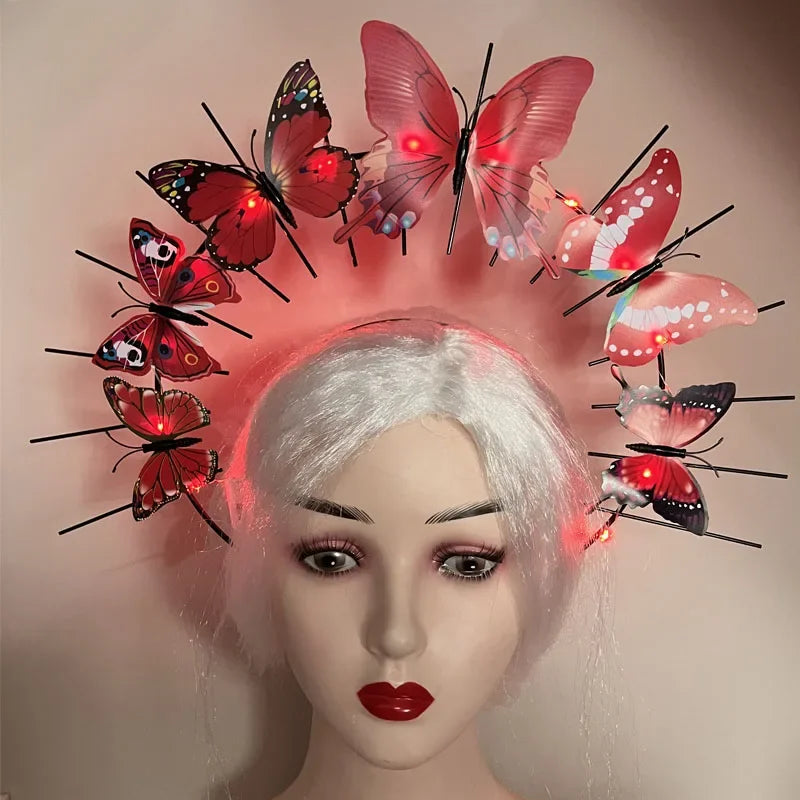 LED Flashing Butterfly Crown Headband – Glow Hair Accessory LED Glow Headband Babs