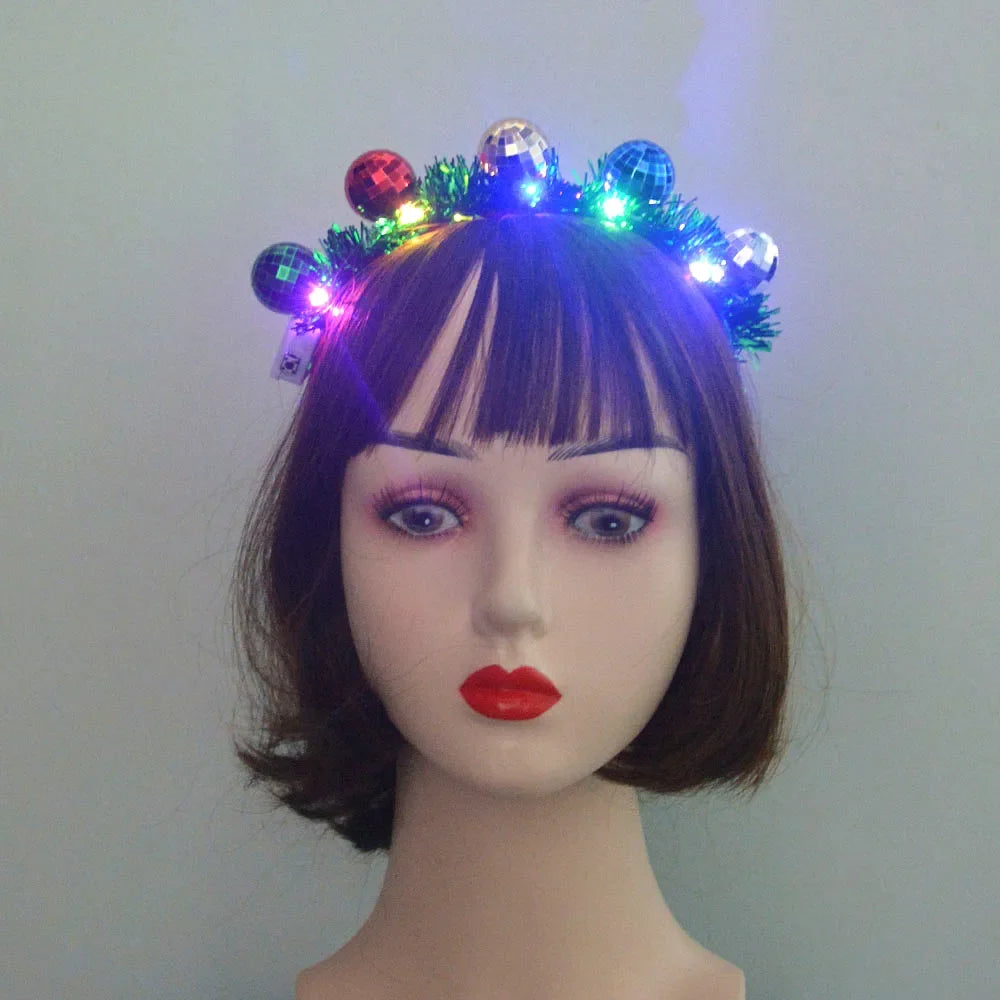 LED Snowflake Holiday Party Headband – Girls & Adults Glow LED Party Headband Babs