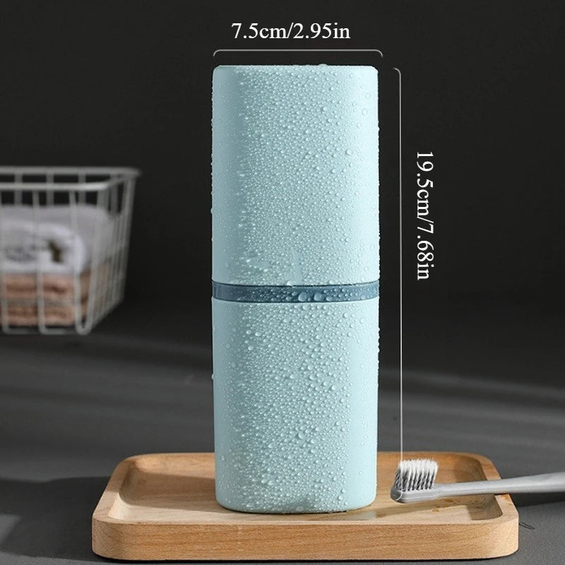 Portable Travel Toothbrush Holder Case & Mouthwash Cup Toothbrush Travel Case Babs Blue