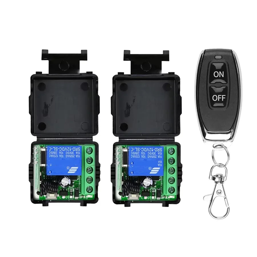 433MHz RF Wireless Relay Switch DC 12V 2-Channel Remote Control RF Relay Switch Babs 2 switch 1 remote