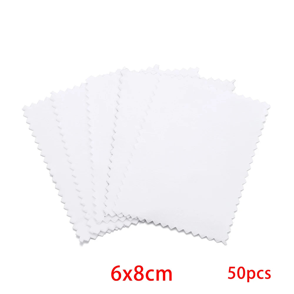 50pcs Jewelry Polishing Cloths for Silver, Gold & Platinum Jewelry Polishing Cloth Babs White 6x8 50Pcs