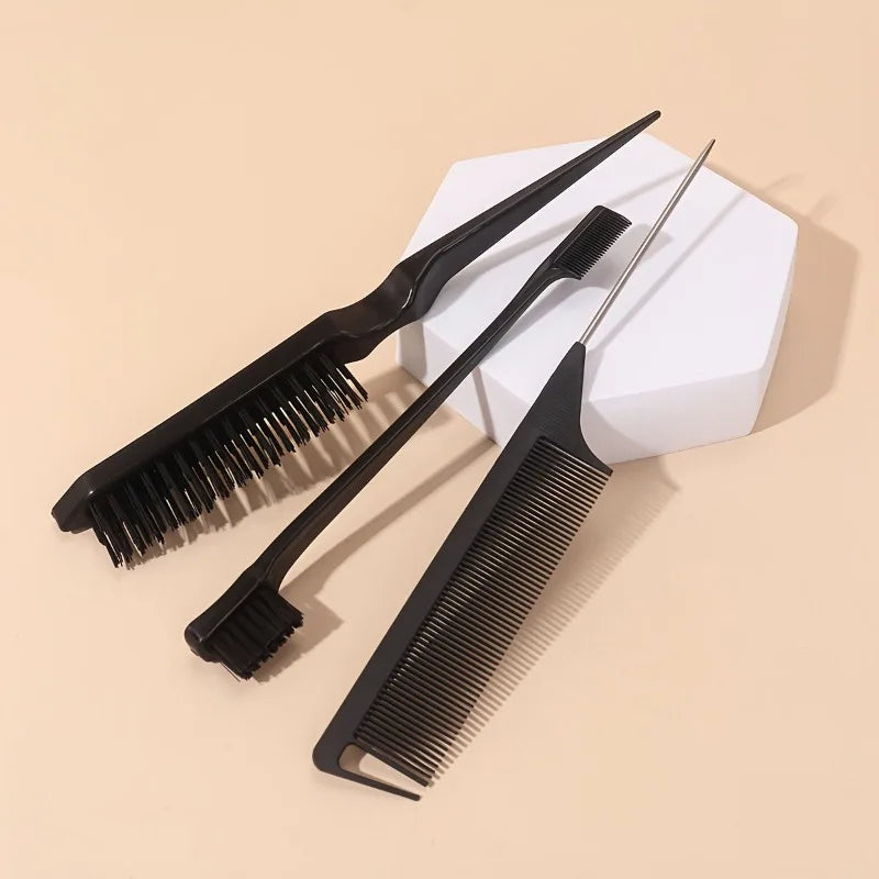 3-in-1 Hair Styling Set – Tail Comb, Edge & Eyebrow Brush Hair Styling Set Babs