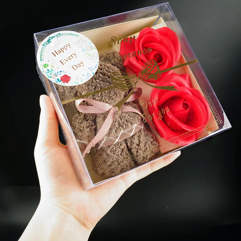 Bear Shaped Towel Soap Rose Gift Box – Wedding & Party Novelty Gift Set Babs
