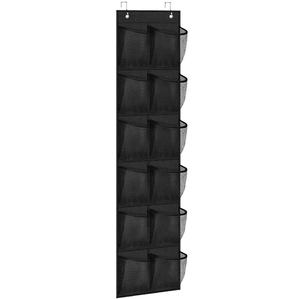 12-Pocket Door Hanging Shoe Organizer with Mesh Pockets Door Shoe Organizer Babs black