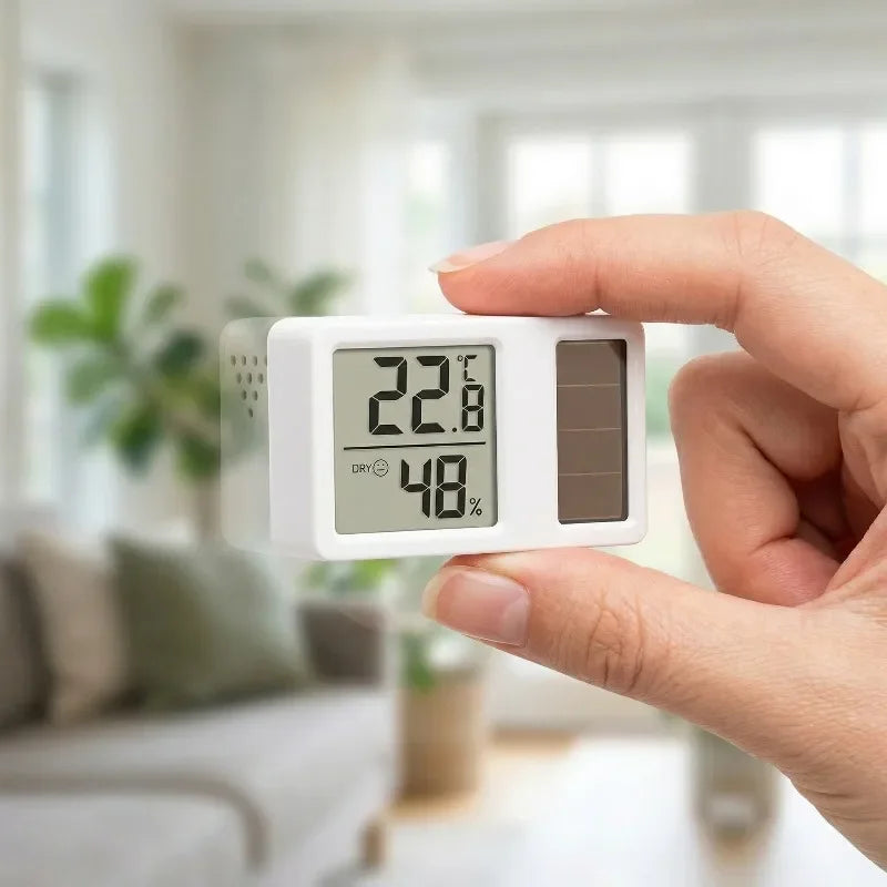 Solar Powered Digital Thermometer Hygrometer – Indoor Humidity Meter Thermometer Hygrometer Babs
