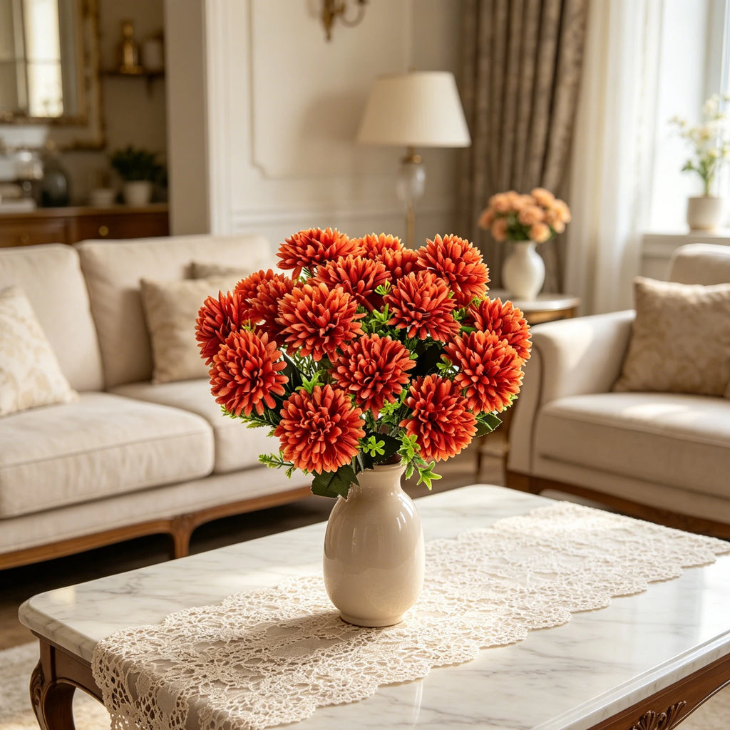 Artificial Silk Ball Chrysanthemum Flowers – Wedding & Home Decor Artificial Silk Flowers Babs