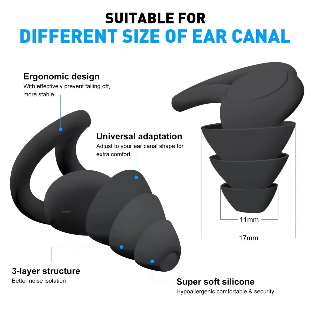 Soft Silicone Earplugs – Noise Reduction & Swimming Silicone Earplugs Babs