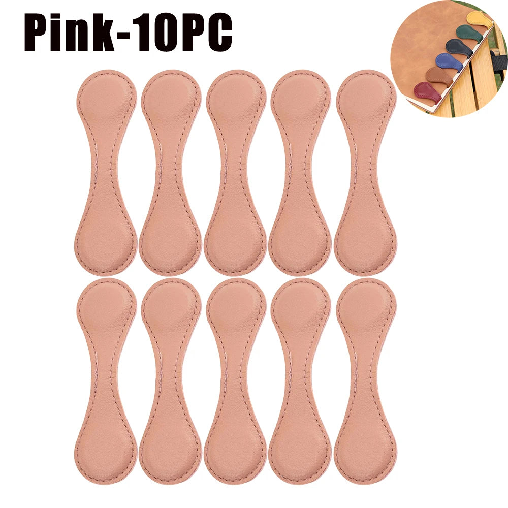 Vintage PU Leather Magnetic Bookmark – Handmade Double-Sided Decorative Bookmark Babs Pink-10PC