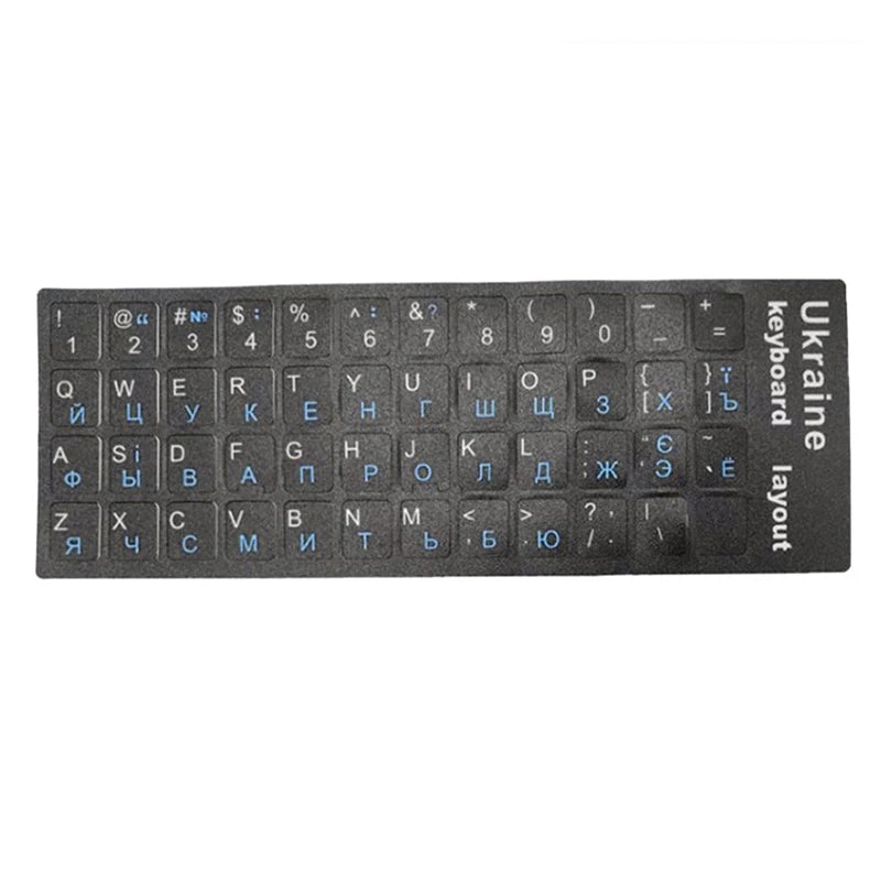 Ukrainian Keyboard Stickers – Black, Waterproof PVC for PC & Laptop Keyboard Stickers Babs Blue