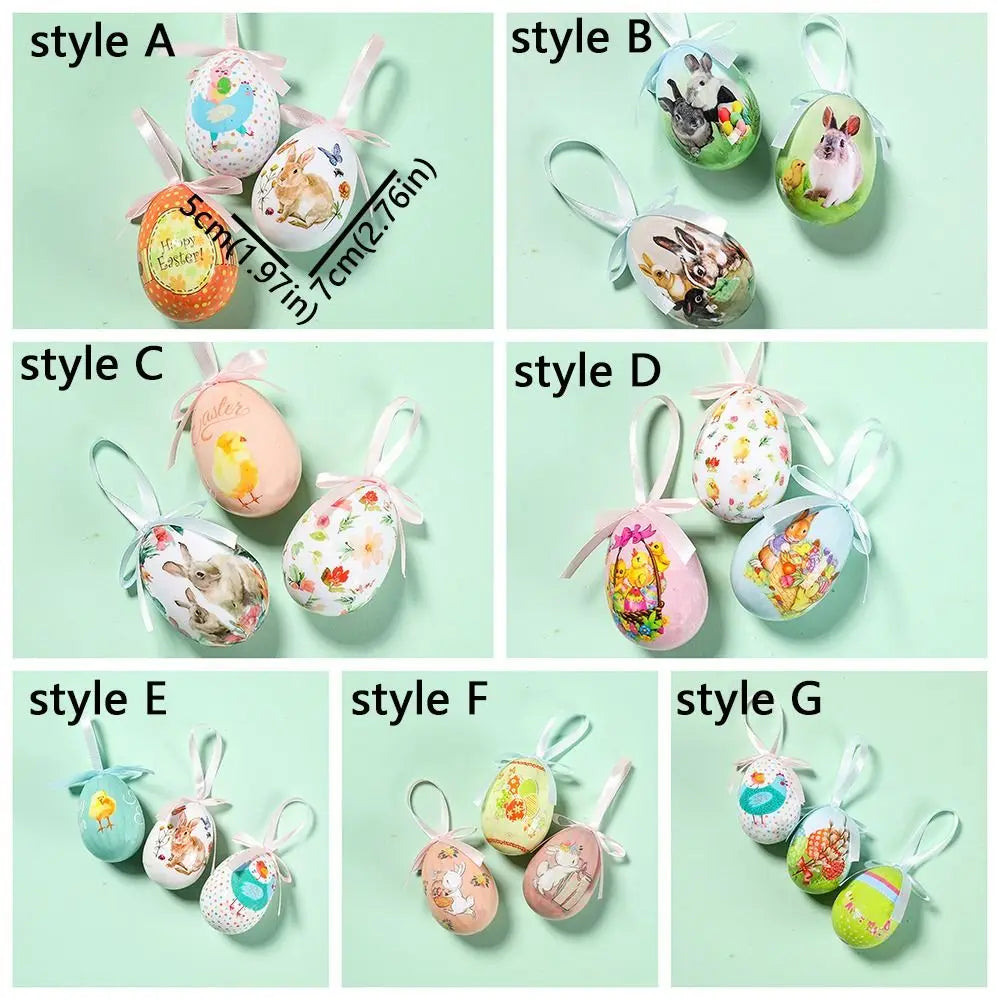 Painted Foam Easter Eggs DIY Pendants – Colorful Set of 3 Easter Egg Ornaments Babs