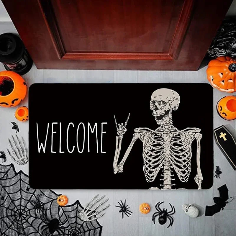 Halloween Skeleton Skull Non-Slip Door Mat & Welcome Rug Decorative Floor Mat Babs 1 Skull 50x80cm-4PCS