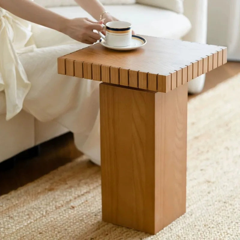Solid Wood Square Side Table – Modern Minimalist Coffee Table Wood Side Table Babs