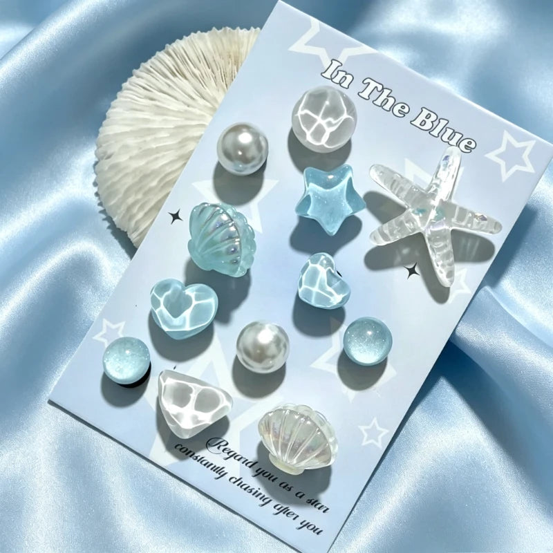 Ocean Blue Starfish Shell Shoe Charms for Crocs – DIY Set Shoe Charms Babs
