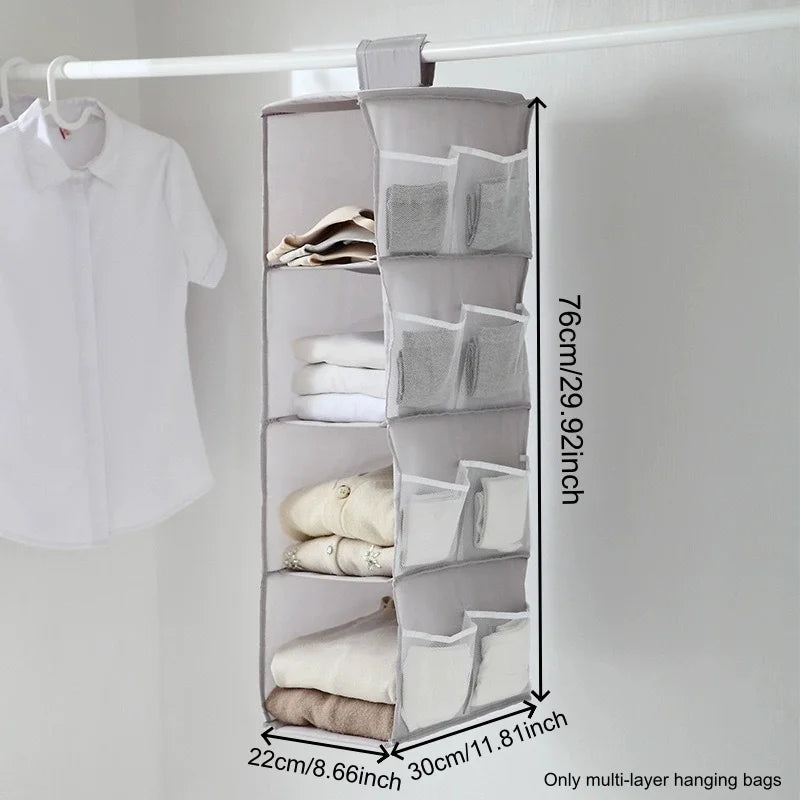 Foldable Hanging Closet Organizer – Clothes, Bags & Shoes Closet Hanging Organizer Babs 4 Floors