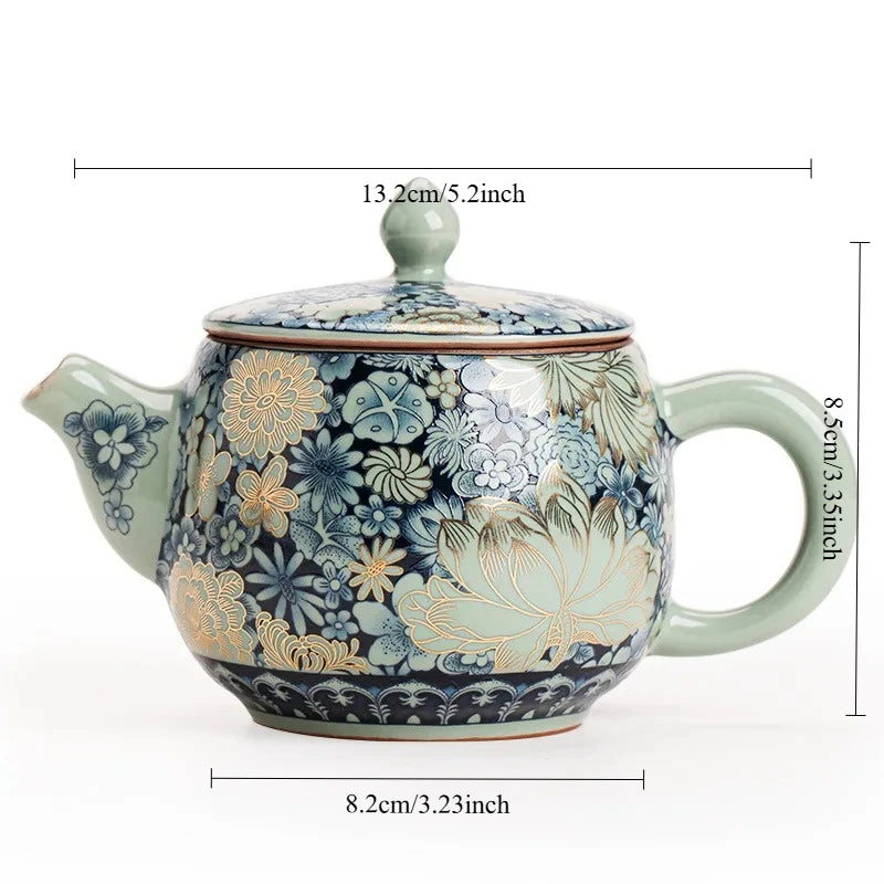 Gilding Peony Ru Ware Kung Fu Tea Set – Porcelain Teapot Kung Fu Tea Set Babs