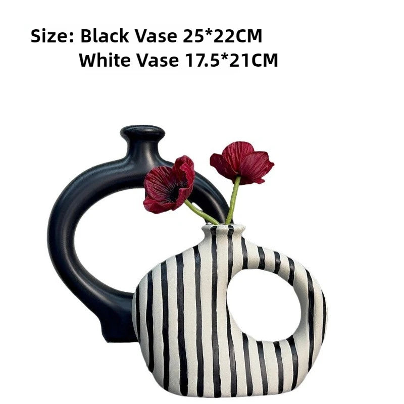 Modern Black & White Ceramic Vase Set – Home Décor Decorative Ceramic Vase Babs