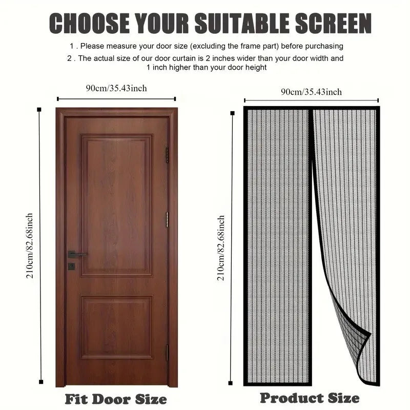 Magnetic Screen Door Curtain – Auto-Close Mosquito Net, No Drill Screen Door Curtain Babs