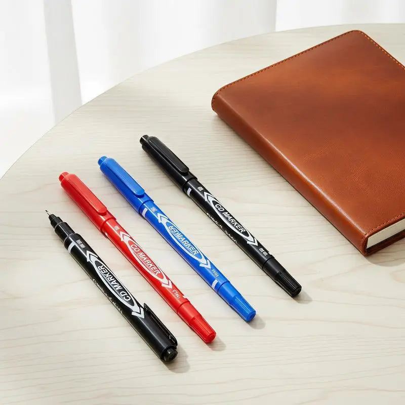 Dual Tip Permanent Markers – Waterproof Fast-Dry Ink, 3 Colors Permanent Marker Pen Babs