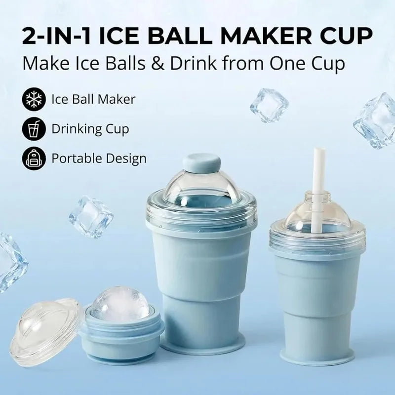 2-in-1 Silicone Folding Cup & Ice Ball Mold | Portable & Eco-Safe Ice Ball Mold Cup Babs