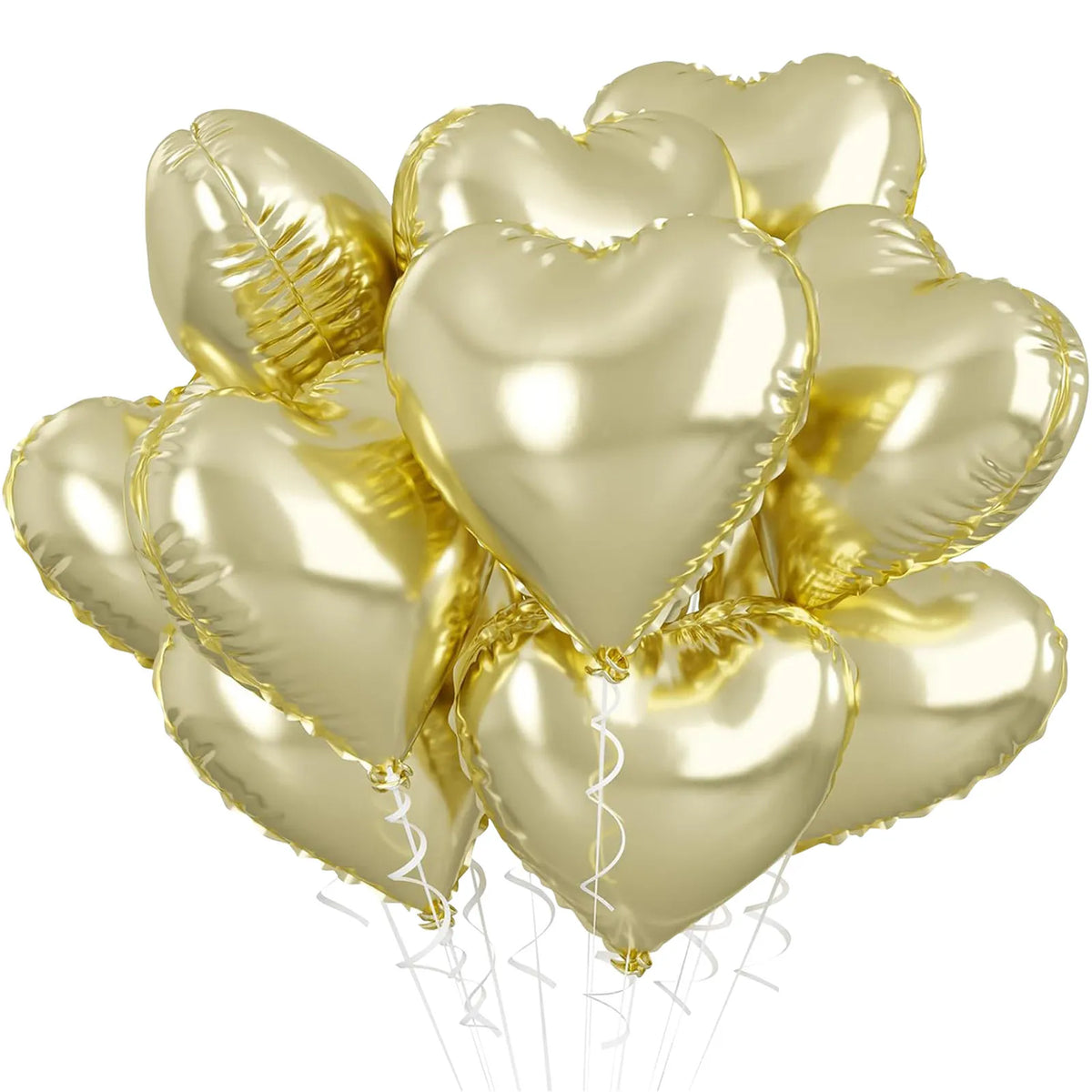 10Pcs 18" Heart Foil Balloons – Wedding & Party Decoration Foil Party Balloons Babs Gold