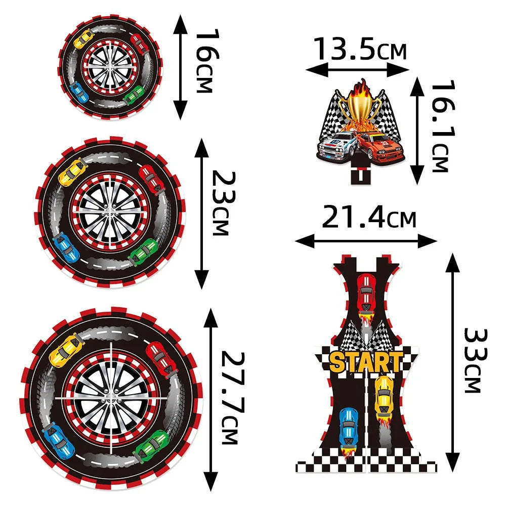 Race Car Birthday 3-Tier Cupcake Stand, Toppers & Wrappers Set Party Cupcake Stand Set Babs