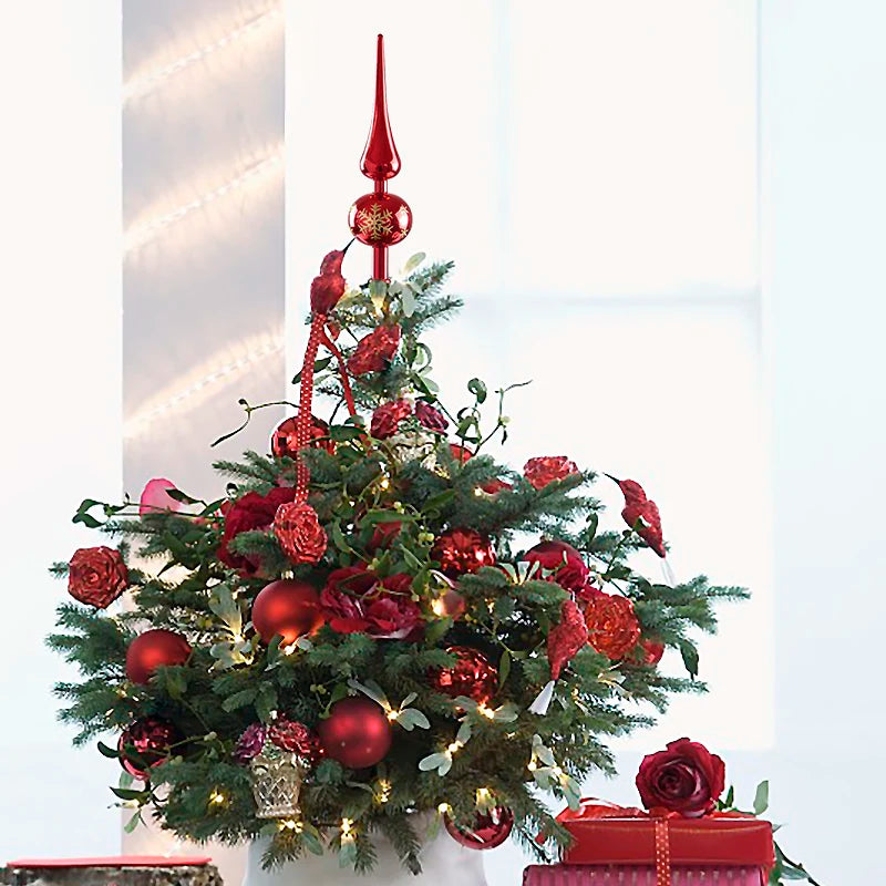 23cm Christmas Tree Topper – Red, Gold & Silver Star Ornament Christmas Tree Topper Babs