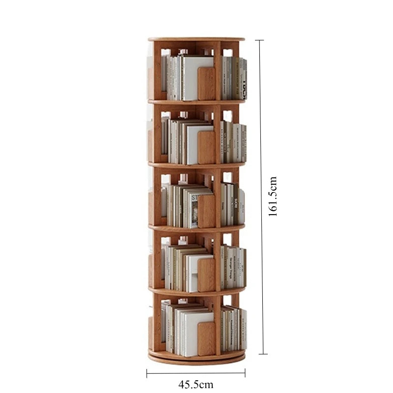 Rotating 6-Tier Wood Corner Bookshelf – Modern Bookcase Rotating Bookcase Babs Light color 5 layers
