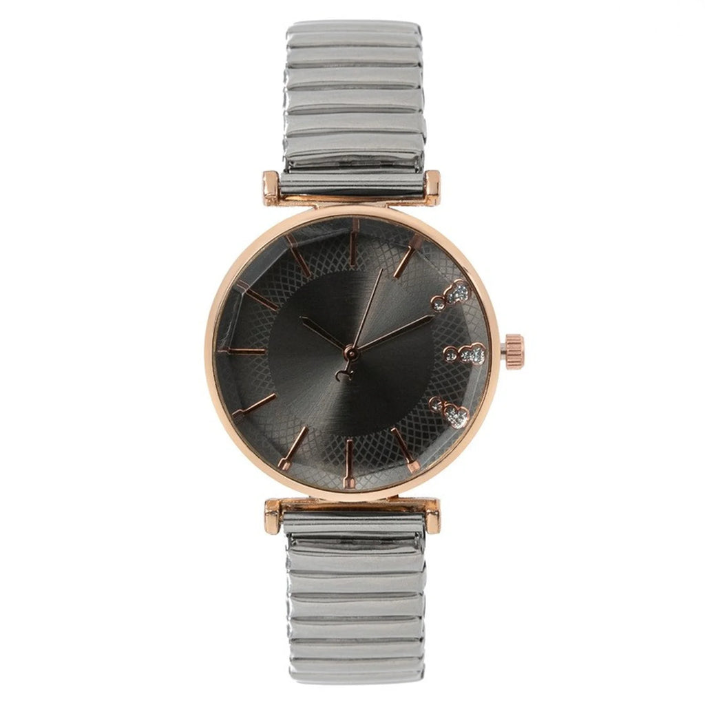 Women's Crystal Blue Quartz Watch – Stretch Strap Dress Watch Women's Dress Watch Babs Gray