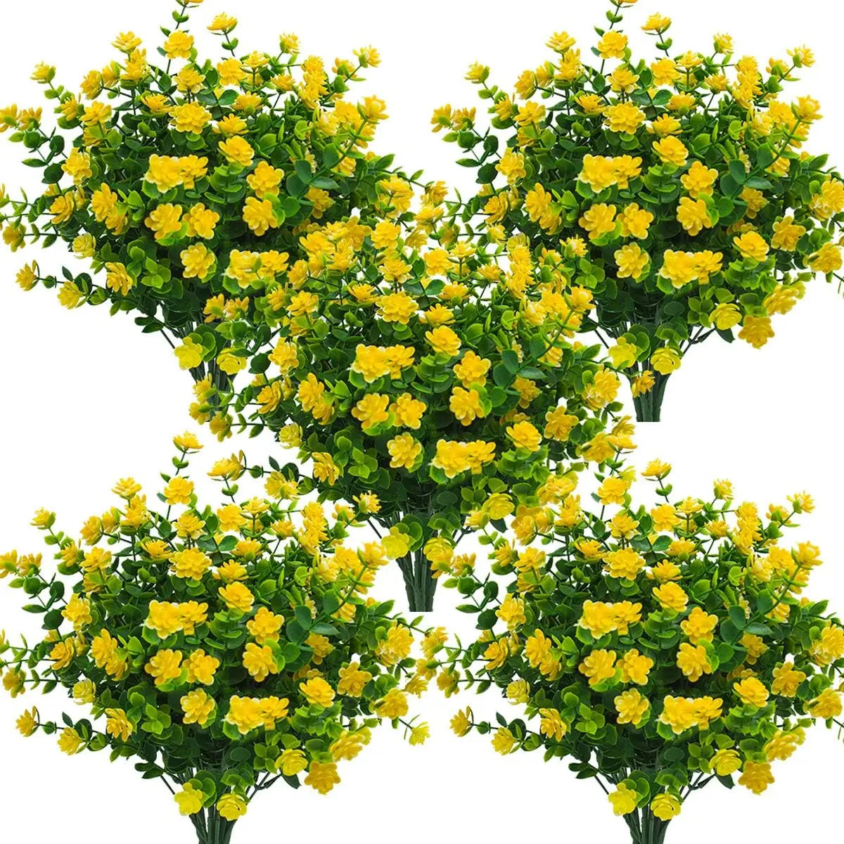 16 Pcs Fake Eucalyptus Stems – Artificial Greenery Decor Set Artificial Plant Stems Babs YELLOW 16 pcs
