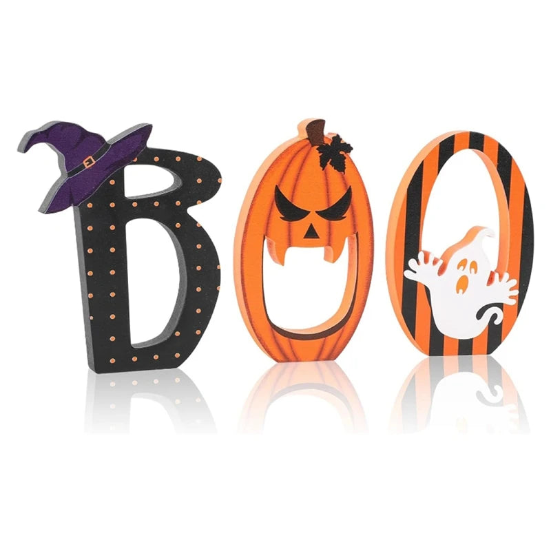 3-Piece Halloween Wooden Boo Signs – Tiered Tray Table Decor Halloween Wooden Signs Babs 1set